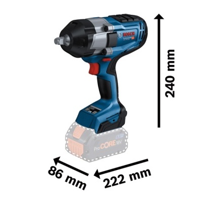 Chave de impacto Bosch com dimensões