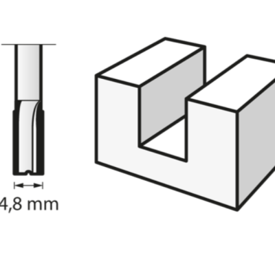 Desenho técnico de ferramenta de corte e bloco em U
