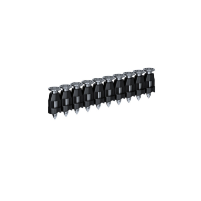 Dez peças de metal preto e prateado alinhadas em fila