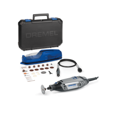 Conjunto ferramenta rotativa Dremel com acessórios em mala preta