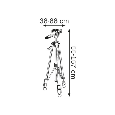 Tripé fotográfico preto e prateado com medidas ajustáveis