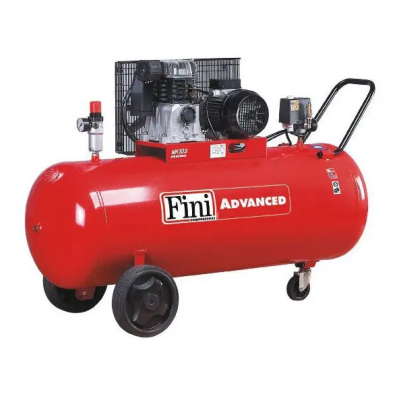 Compressor de ar vermelho Fini ADVANCED com rodas e motor preto
