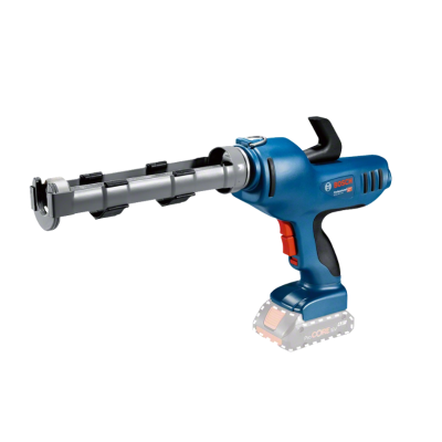 Máquina aplicada de silicone Bosch azul e preta com empunhadura e gatilho