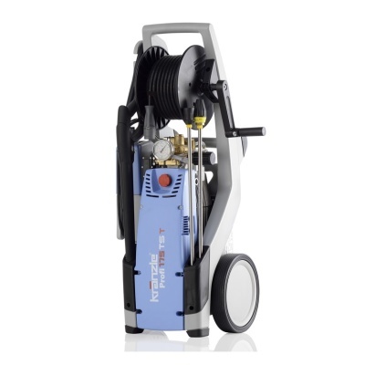 Máquina de limpeza a alta pressão KÄRCHER ProfLine Test azul e cinza em carrinho com mangueira enrolada preta