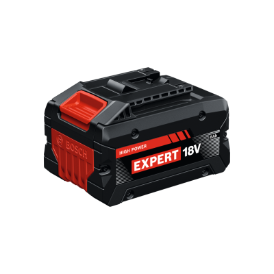 Bateria recarregável Bosch preta e vermelha com texto High Power Expert 18V 8Ah