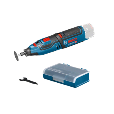 Mini ferramenta rotativa azul Bosch com caixa e chave