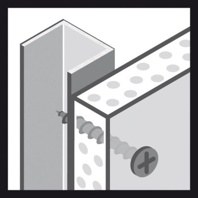 Parafuso fixando duas peças metálicas com padrão de pontos em ângulo