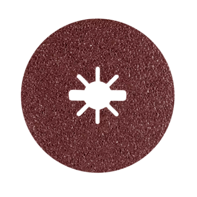 Disco abrasivo circular castanho avermelhado com orifício central