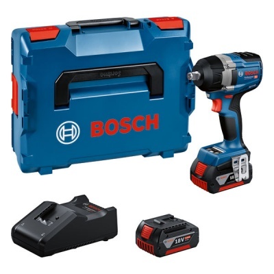 Conjunto de ferramentas Bosch azul com pistola de impacto sem fios, mala, carregador e bateria