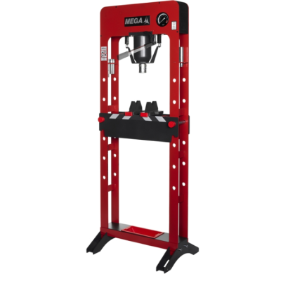 Prensa hidráulica de chão vermelha e preta da marca MEGA