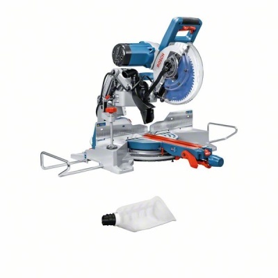 Serra de esquadria Bosch azul e cinzenta com saco coletor branco