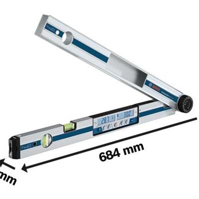 Medidor digital dobrável de alumínio com visor LCD e bolhas de nível