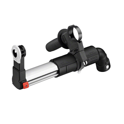 Dispositivo Bosch em preto, branco e vermelho com pega texturizada e régua integrada