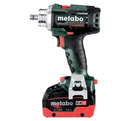 Chave de impacto a bateria Metabo preto, verde e vermelho