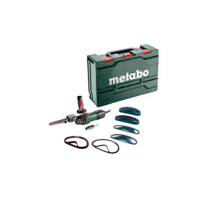 Kit de ferramenta Metabo com mala verde, ferramenta metálica e cintas têxteis