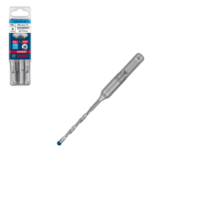 Conjunto de brocas Bosch Expert com 3 unidades em embalagem plástica azul e metalizada.