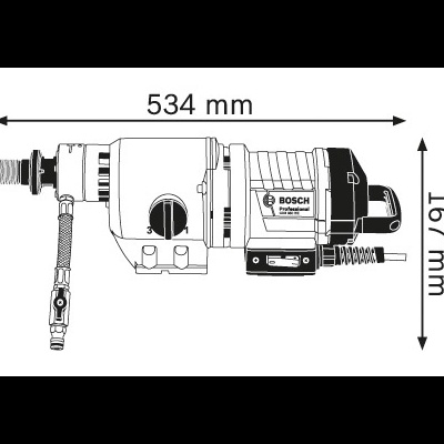 Ferramenta elétrica Bosch Professional em preto e branco com dimensões