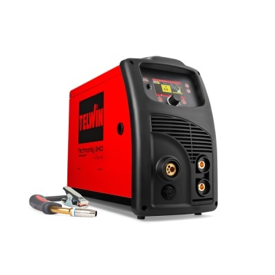 Máquina de soldar vermelha e preta TELWIN Technomig 240 com cabo e pistola