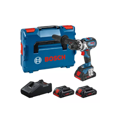 Conjunto de furadeira Bosch com baterias e caixa rígida azul