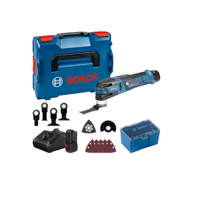 Conjunto de ferramenta multifunções Bosch com acessórios e estojo azul