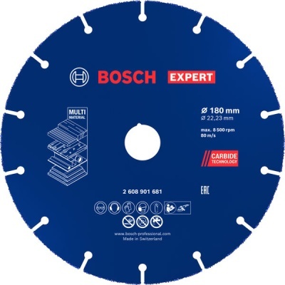 Disco de corte azul BOSCH EXPERT com texto e símbolos