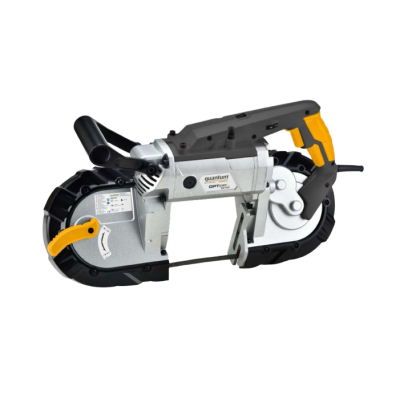 Serra portátil Quantum Optimus com detalhes pretos e amarelos