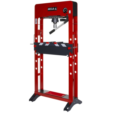 Prensa hidraulica vermelha e preta MEGA com suporte ajustavel