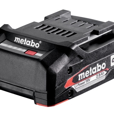 Bateria recarregável Metabo Li-Power 18V 2.0Ah preta com detalhes vermelhos