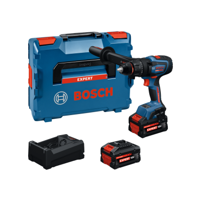 Conjunto Bosch Expert com aparafusadora azul, bateria, carregador e estojo azul