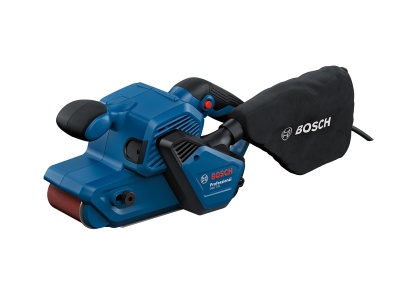 lixadora de cinta Bosch Professional azul com saco coletor