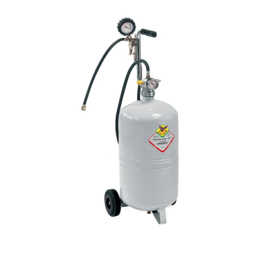 Cilindro de ar comprimido portátil cinza com rodas e manómetro