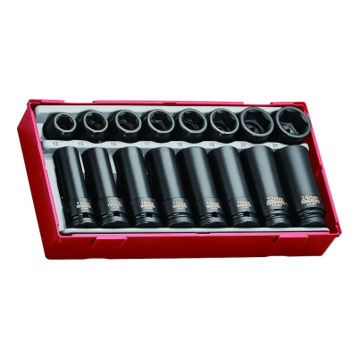Conjunto de soquetes pretos organizados em caixa vermelha com tamanhos visíveis