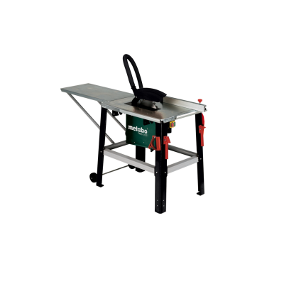 Máquina de corte Metabo com estrutura metálica e base preta e verde