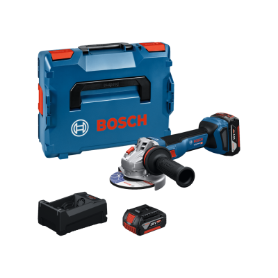 Conjunto ferramenta lixadeira angular Bosch com bateria, carregador e mala azul