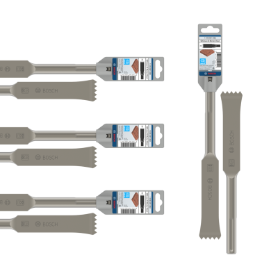 Talhadores de martelo Bosch SDS max com cabeça dentada e etiquetas