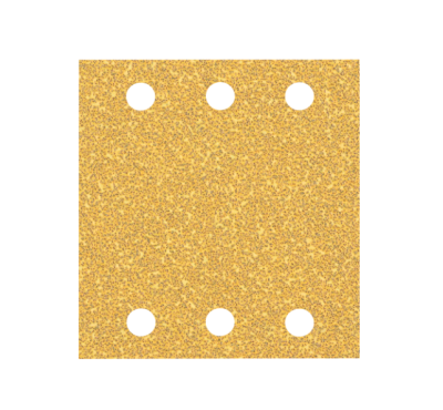 Folha de lixa quadrada amarela com seis furos