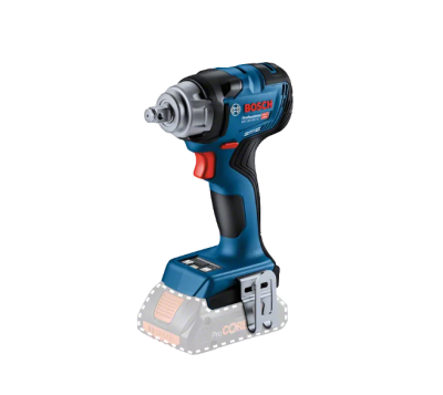 Parafusadeira de impacto Bosch azul e preta com detalhes em vermelho