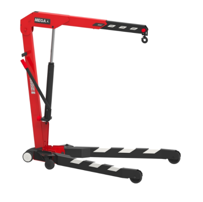 Guincho de oficina móvel metálico vermelho e preto com gancho