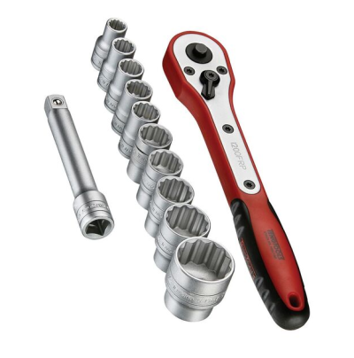 Conjunto de chave de catraca e soquetes metálicos