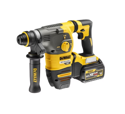 Martelo perfurador a bateria DeWALT XR FLEXVOLT 54V 18V preto e amarelo com pega adicional