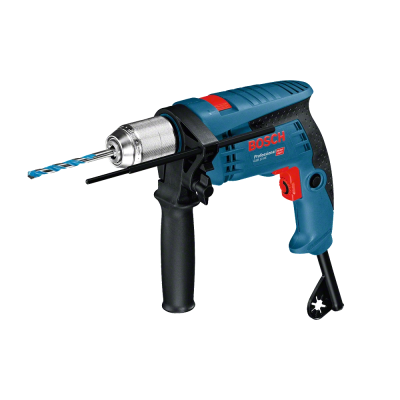 Perfuradora elétrica azul Bosch Professional GSB 13 RE com punho auxiliar e broca azul