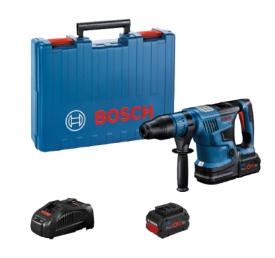Conjunto de ferramenta Bosch com mala azul, ferramenta elétrica, bateria e carregador