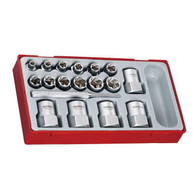 Conjunto de soquetes metálicos em caixa vermelha