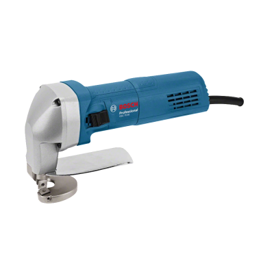 Máquina elétrica azul e cinzenta da Bosch para corte com lâmina circular.