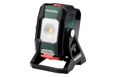 Lanterna LED portátil Metabo com suporte preto e botão vermelho