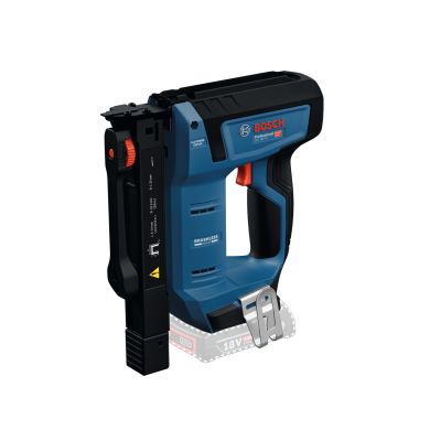 Grampeador elétrico BOSCH Professional azul e preto com detalhes em vermelho