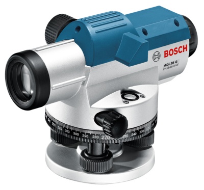 Nível óptico BOSCH GOL 26 G professional prata, azul e preto com escala