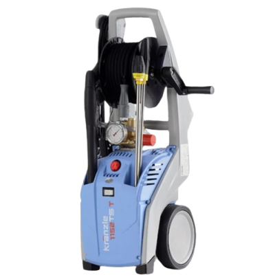 Máquina de lavagem de alta pressão Kranze 1125 TS-T azul e branco com mangueira enrolada