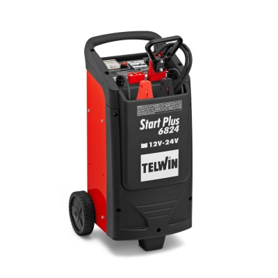 Carregador de baterias TELWIN Start Plus 6824 vermelho e preto com punho e rodas