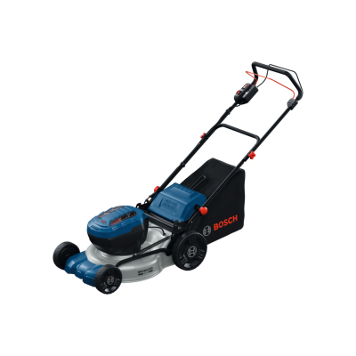 Corta-relvas Bosch azul, cinza e preto com saco de recolha e cabo control